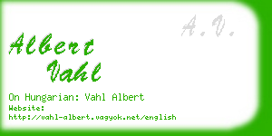 albert vahl business card